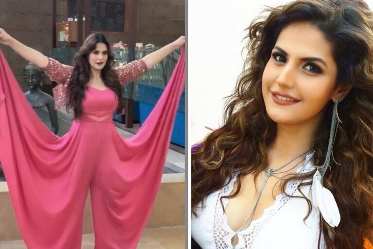 Actress Zareen Khan Pink Dress looks