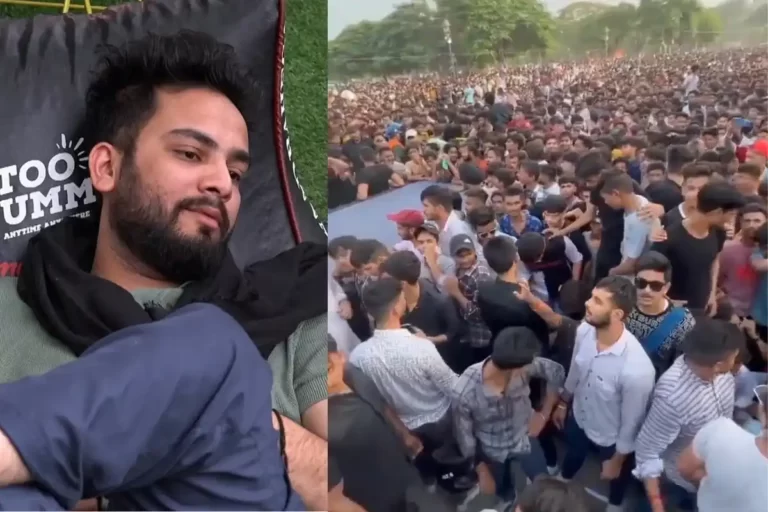 A massive crowd of fans gathered at Adventure Island Rohini in Delhi for the historic meet-up of YouTuber Elvish Yadav's fans